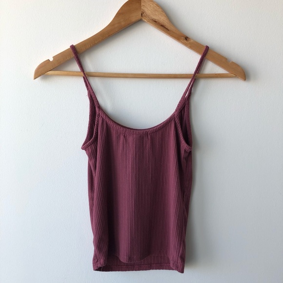 Burgundy Scoop Neck Crop Top - Picture 2 of 3